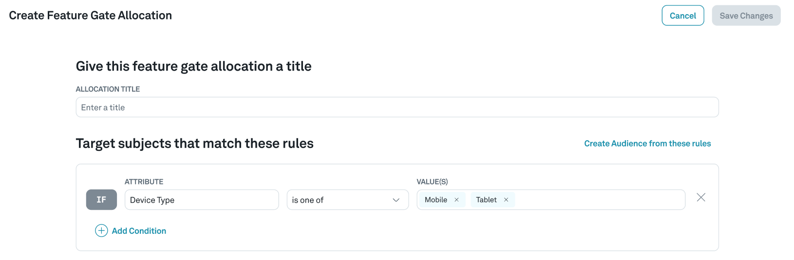 Create from existing targeting rule